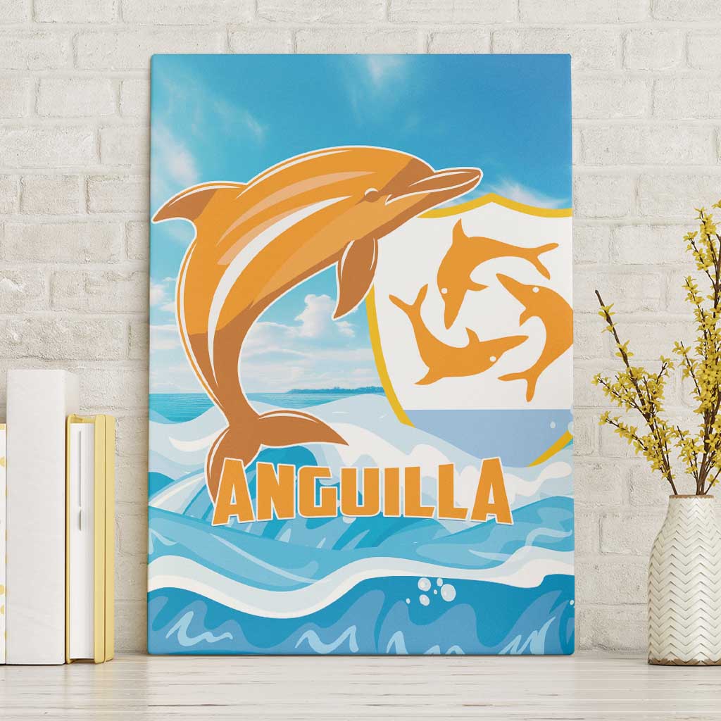 Anguilla Canvas Wall Art Three Orange Gold Natural Dolphins - Wonder Print Shop