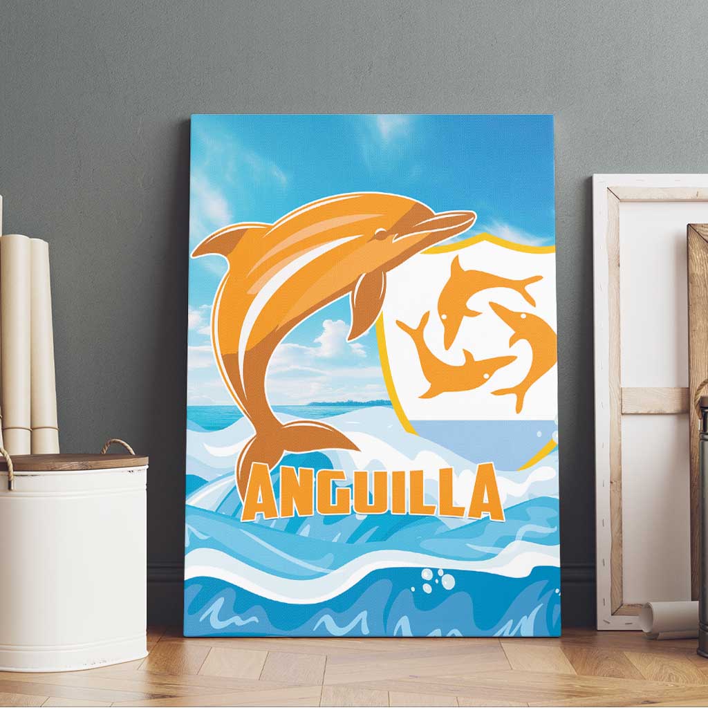 Anguilla Canvas Wall Art Three Orange Gold Natural Dolphins - Wonder Print Shop