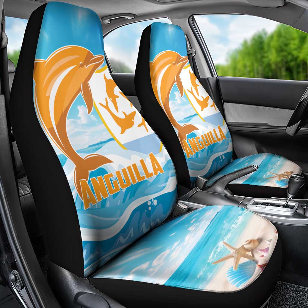 Anguilla Car Seat Cover Three Orange Gold Natural Dolphins - Wonder Print Shop