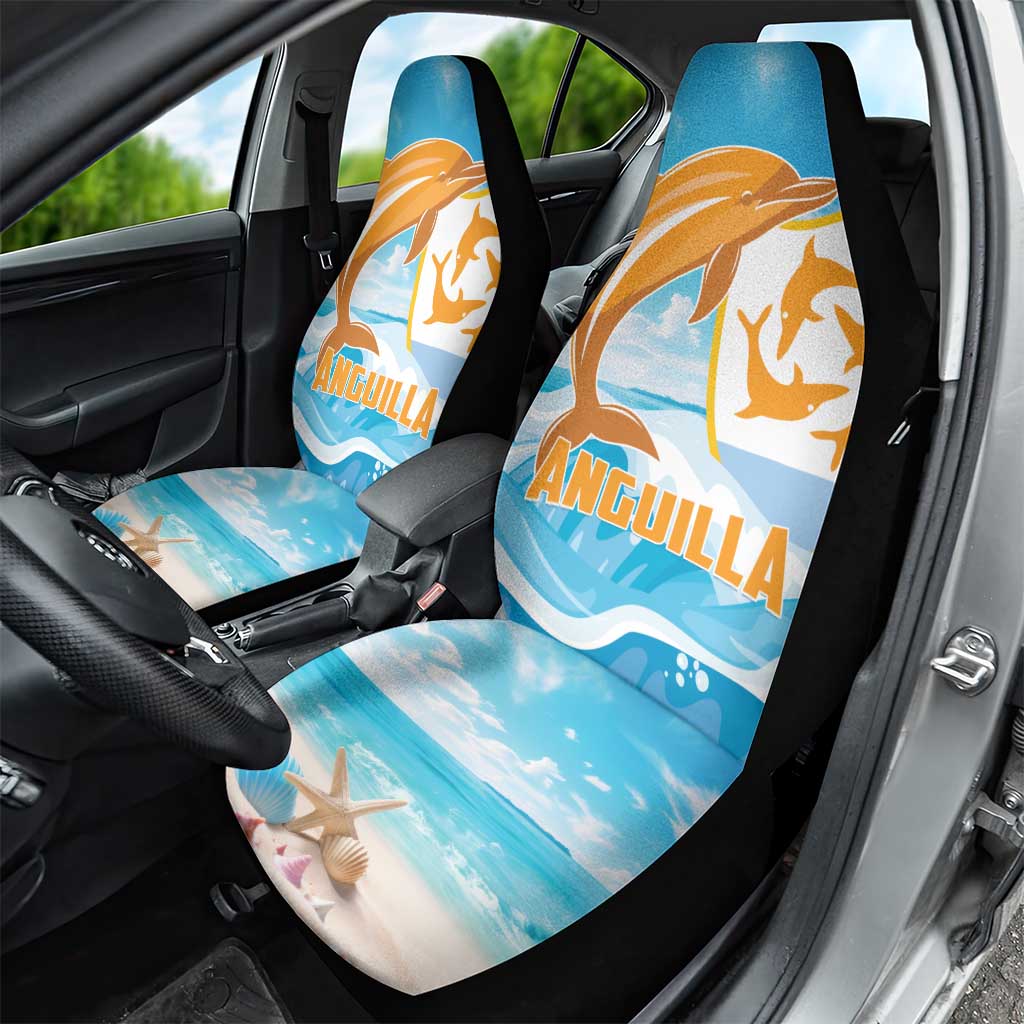 Anguilla Car Seat Cover Three Orange Gold Natural Dolphins - Wonder Print Shop