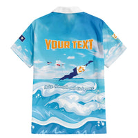 Personalized Anguilla Family Matching Mermaid Dress and Hawaiian Shirt Three Orange Gold Natural Dolphins - Wonder Print Shop