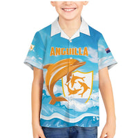 Personalized Anguilla Family Matching Mermaid Dress and Hawaiian Shirt Three Orange Gold Natural Dolphins - Wonder Print Shop