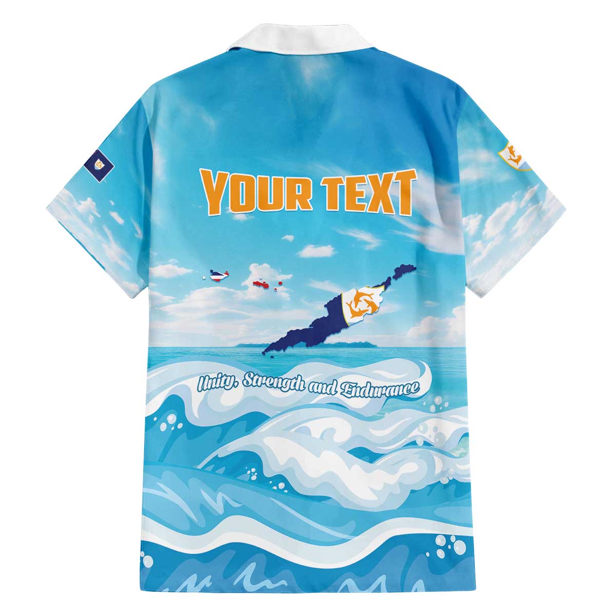 Personalized Anguilla Family Matching Off The Shoulder Long Sleeve Dress and Hawaiian Shirt Three Orange Gold Natural Dolphins