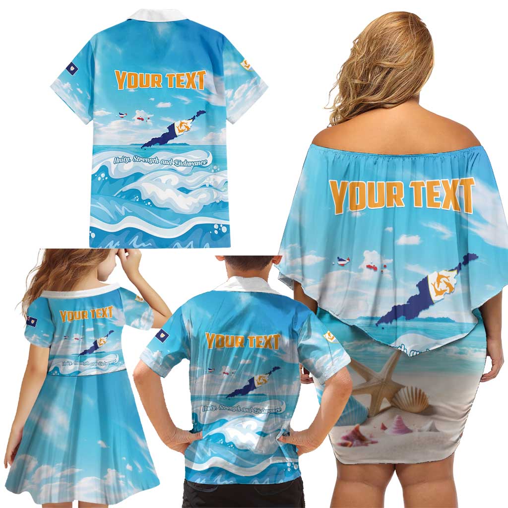 Personalized Anguilla Family Matching Off Shoulder Short Dress and Hawaiian Shirt Three Orange Gold Natural Dolphins - Wonder Print Shop