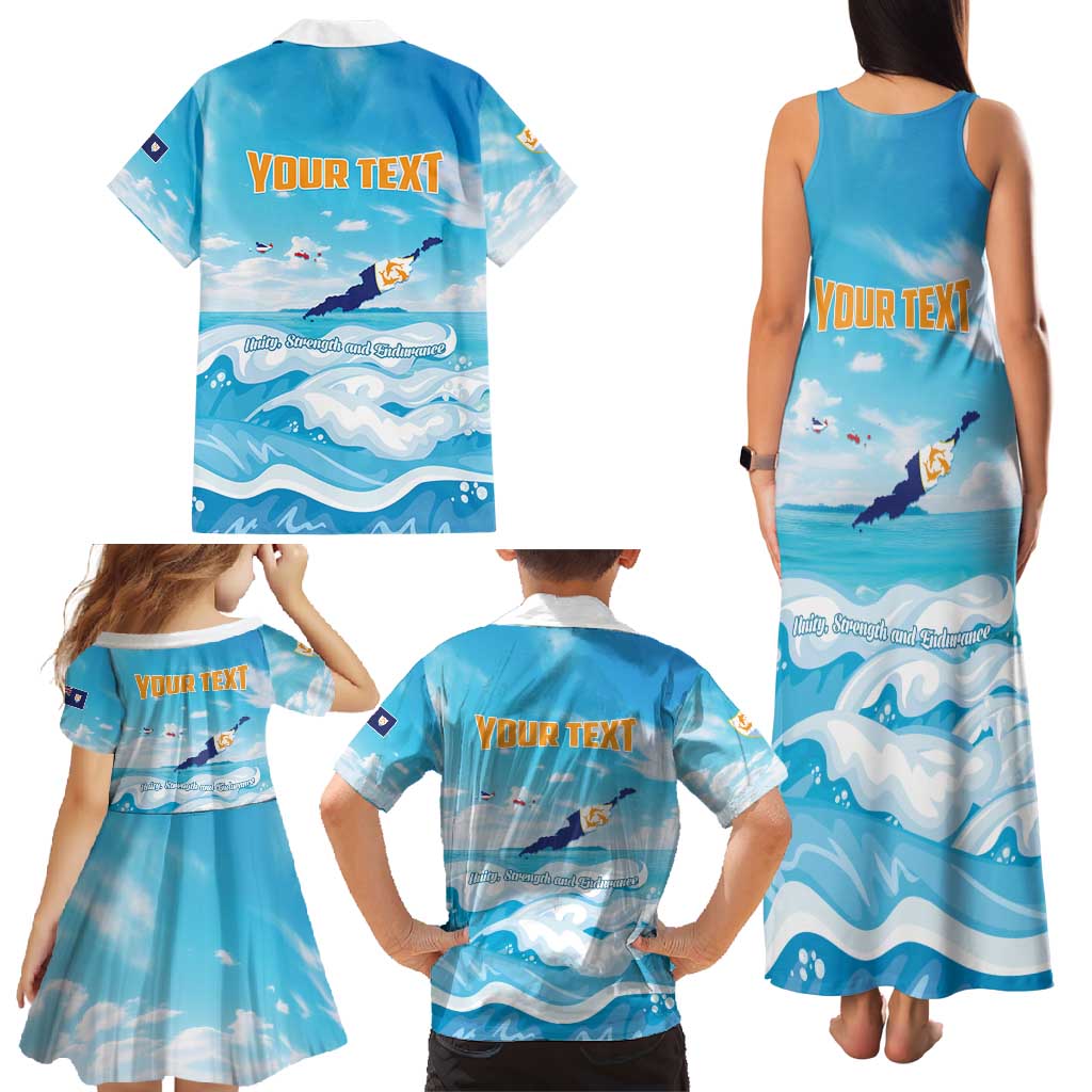 Personalized Anguilla Family Matching Tank Maxi Dress and Hawaiian Shirt Three Orange Gold Natural Dolphins - Wonder Print Shop