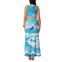 Personalized Anguilla Family Matching Tank Maxi Dress and Hawaiian Shirt Three Orange Gold Natural Dolphins - Wonder Print Shop