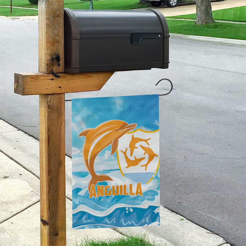 Anguilla Garden Flag Three Orange Gold Natural Dolphins - Wonder Print Shop