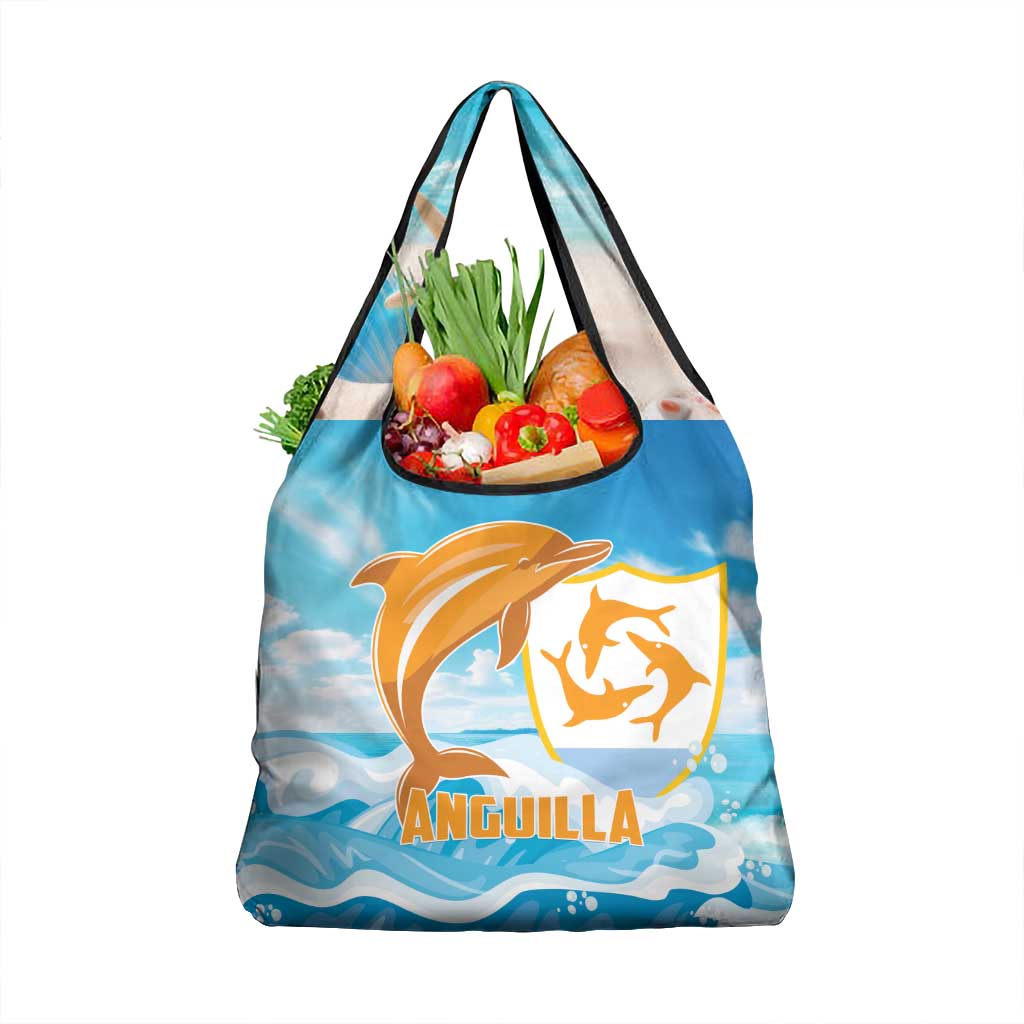 Anguilla Grocery Bag Three Orange Gold Natural Dolphins