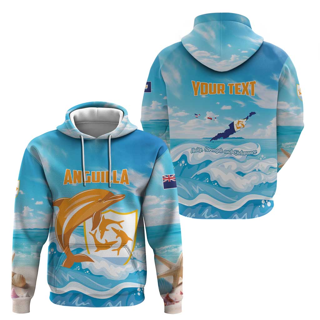 Personalized Anguilla Hoodie Three Orange Gold Natural Dolphins - Wonder Print Shop