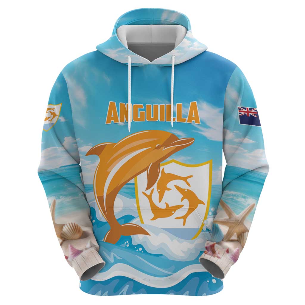Personalized Anguilla Hoodie Three Orange Gold Natural Dolphins - Wonder Print Shop