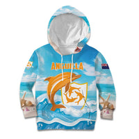 Personalized Anguilla Kid Hoodie Three Orange Gold Natural Dolphins - Wonder Print Shop