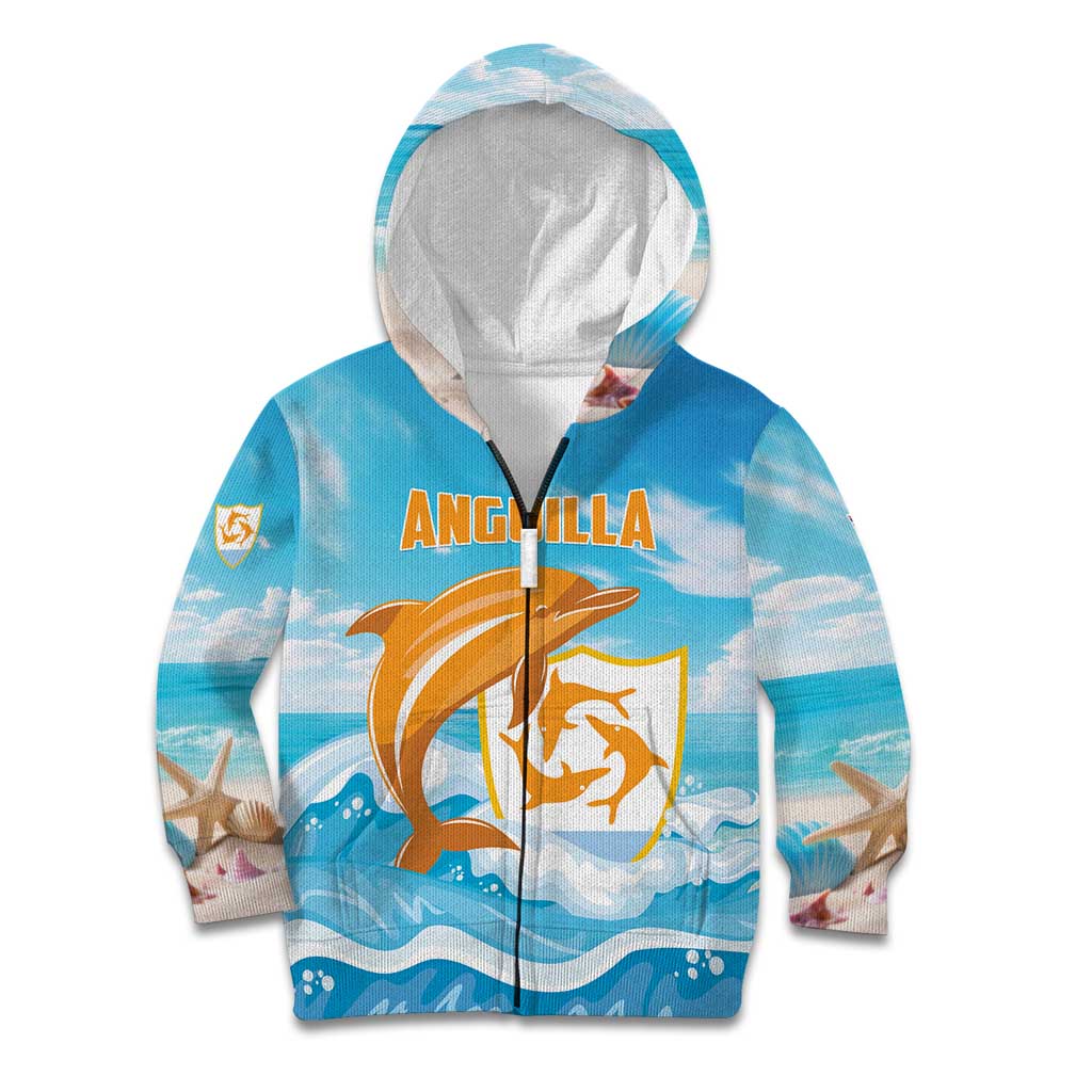 Personalized Anguilla Kid Hoodie Three Orange Gold Natural Dolphins - Wonder Print Shop