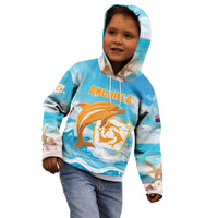 Personalized Anguilla Kid Hoodie Three Orange Gold Natural Dolphins - Wonder Print Shop