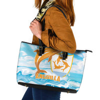 Anguilla Leather Tote Bag Three Orange Gold Natural Dolphins