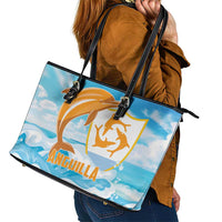 Anguilla Leather Tote Bag Three Orange Gold Natural Dolphins