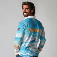 Personalized Anguilla Long Sleeve Polo Shirt Three Orange Gold Natural Dolphins - Wonder Print Shop