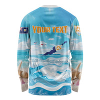 Personalized Anguilla Long Sleeve Shirt Three Orange Gold Natural Dolphins - Wonder Print Shop