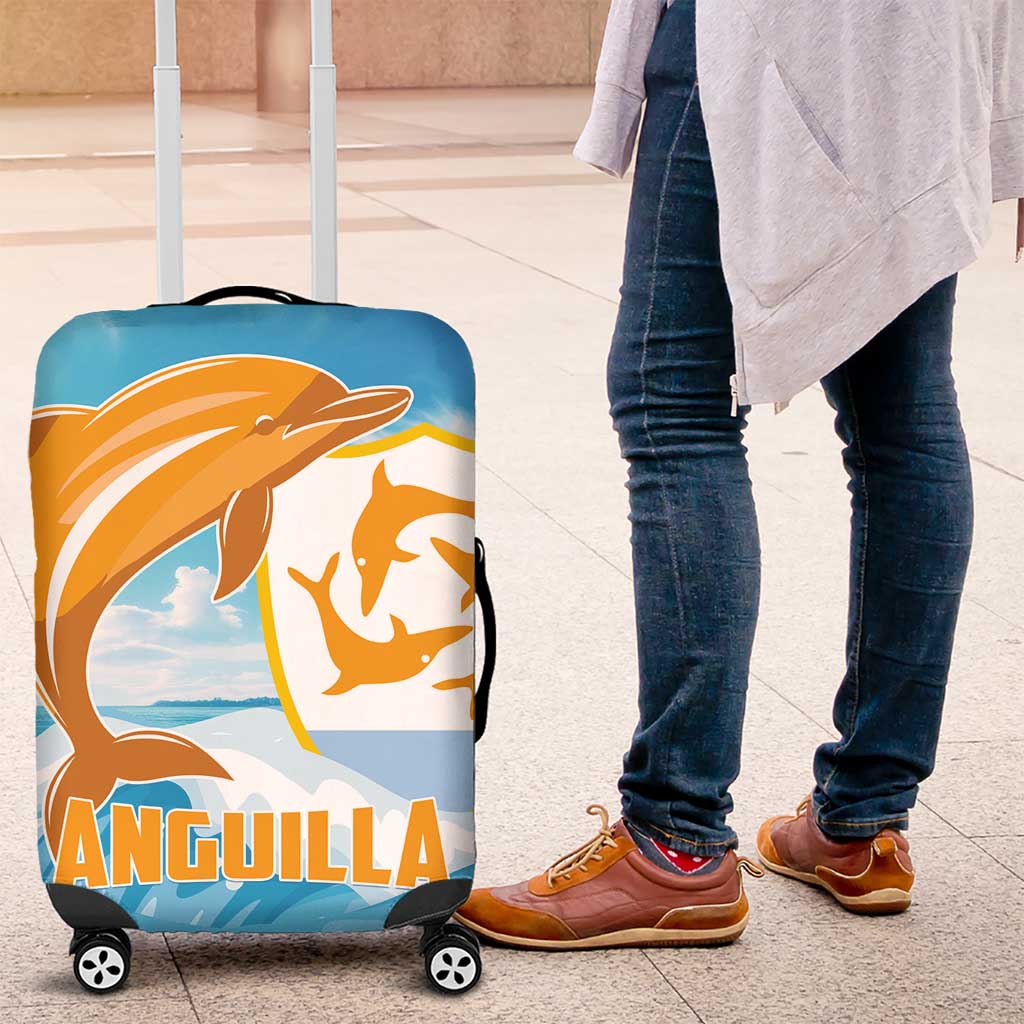 Anguilla Luggage Cover Three Orange Gold Natural Dolphins - Wonder Print Shop