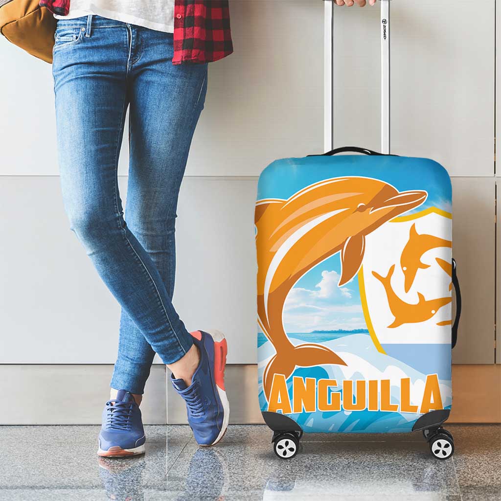 Anguilla Luggage Cover Three Orange Gold Natural Dolphins - Wonder Print Shop