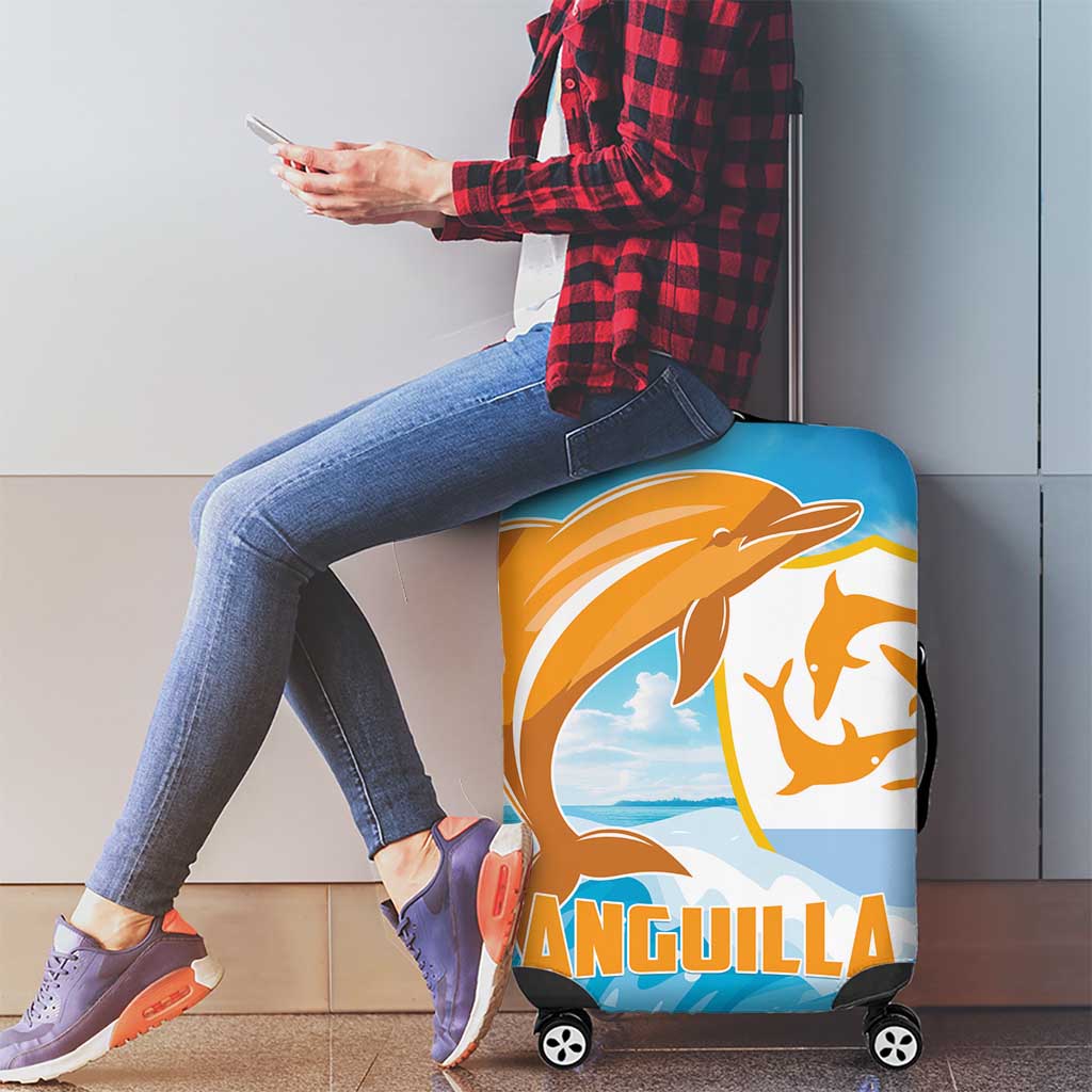 Anguilla Luggage Cover Three Orange Gold Natural Dolphins - Wonder Print Shop