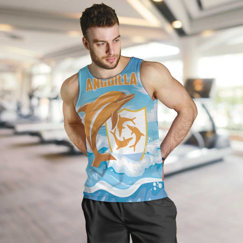 Personalized Anguilla Men Tank Top Three Orange Gold Natural Dolphins - Wonder Print Shop