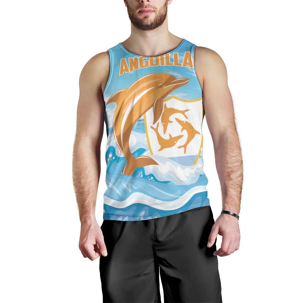 Personalized Anguilla Men Tank Top Three Orange Gold Natural Dolphins - Wonder Print Shop