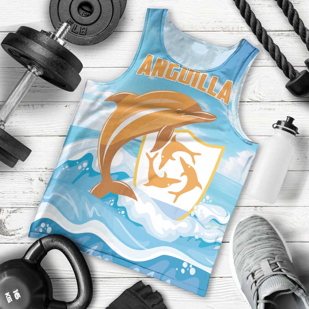 Personalized Anguilla Men Tank Top Three Orange Gold Natural Dolphins - Wonder Print Shop