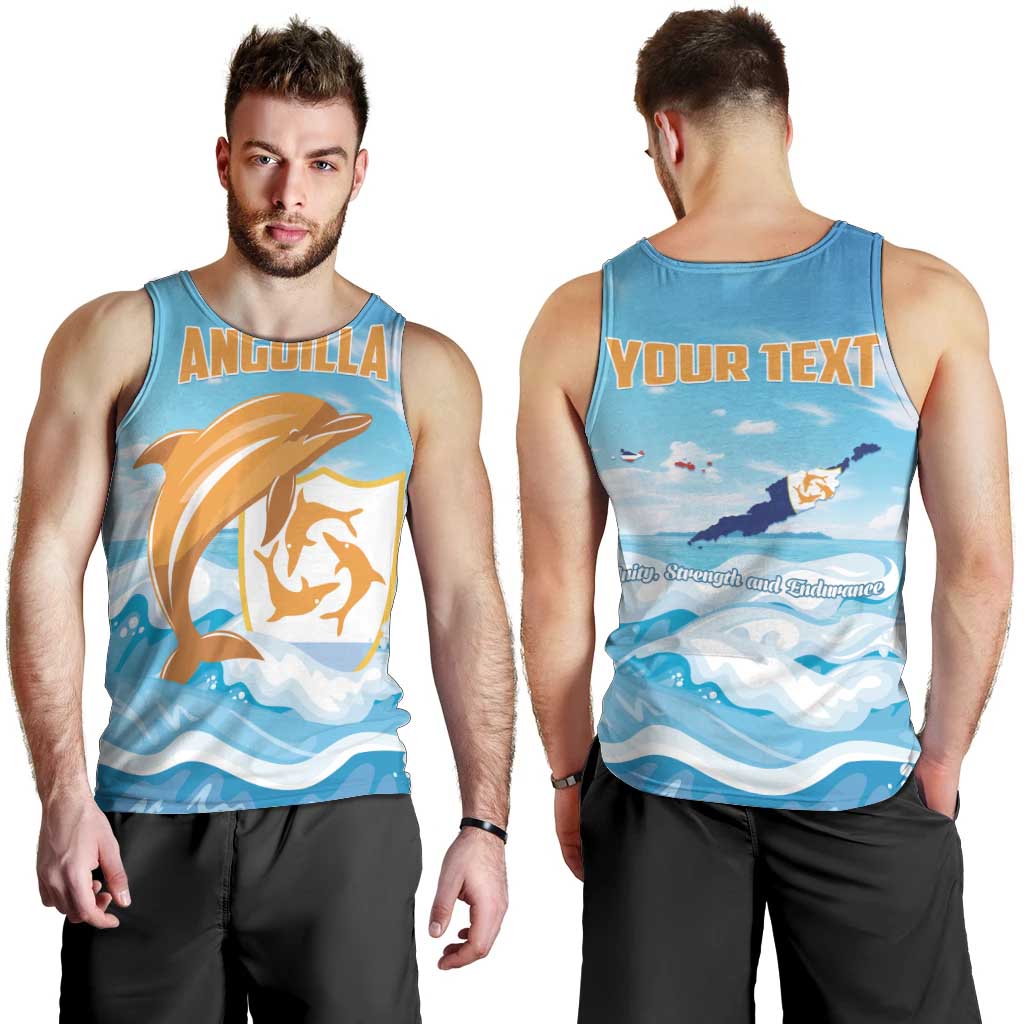 Personalized Anguilla Men Tank Top Three Orange Gold Natural Dolphins - Wonder Print Shop