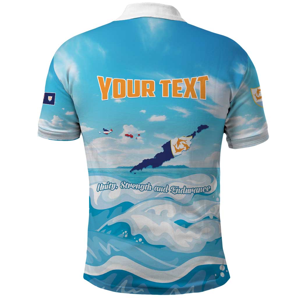 Personalized Anguilla Polo Shirt Three Orange Gold Natural Dolphins - Wonder Print Shop