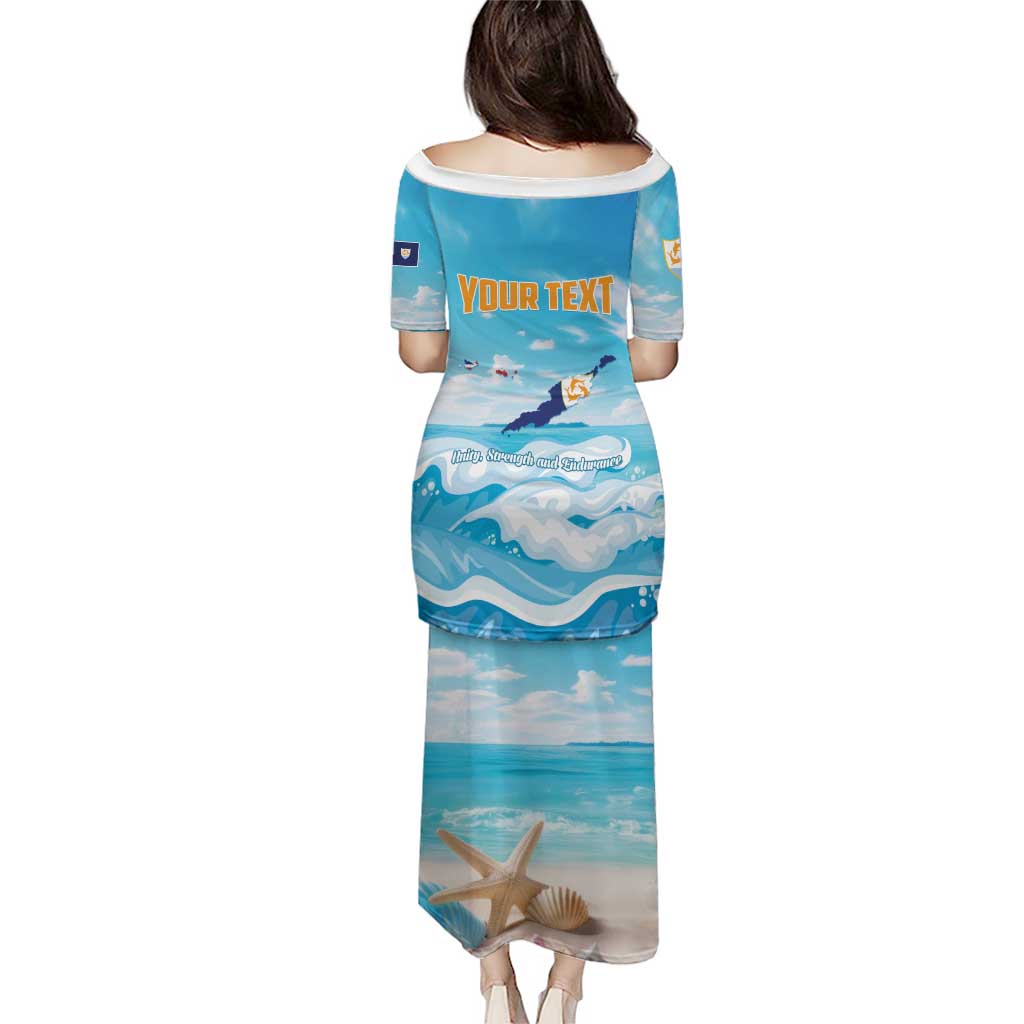 Personalized Anguilla Puletasi Three Orange Gold Natural Dolphins - Wonder Print Shop