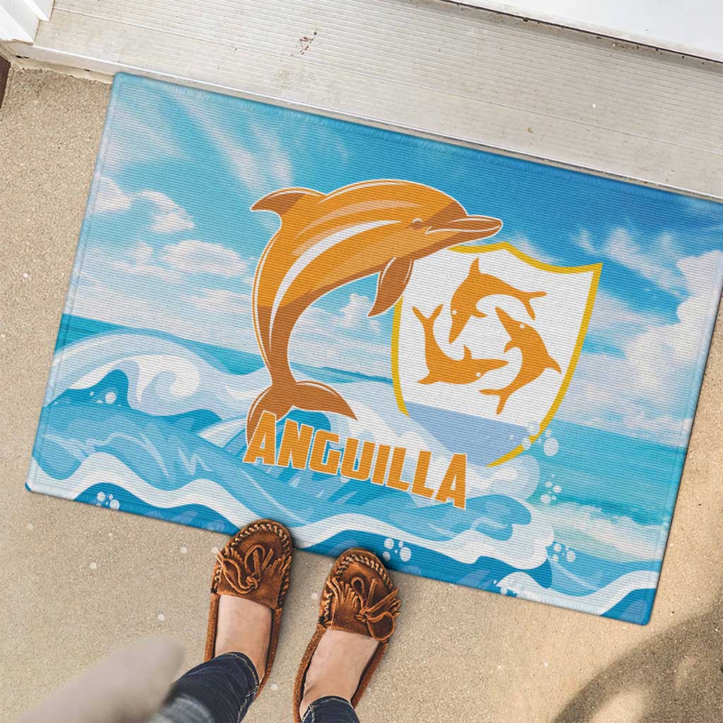 Anguilla Rubber Doormat Three Orange Gold Natural Dolphins - Wonder Print Shop