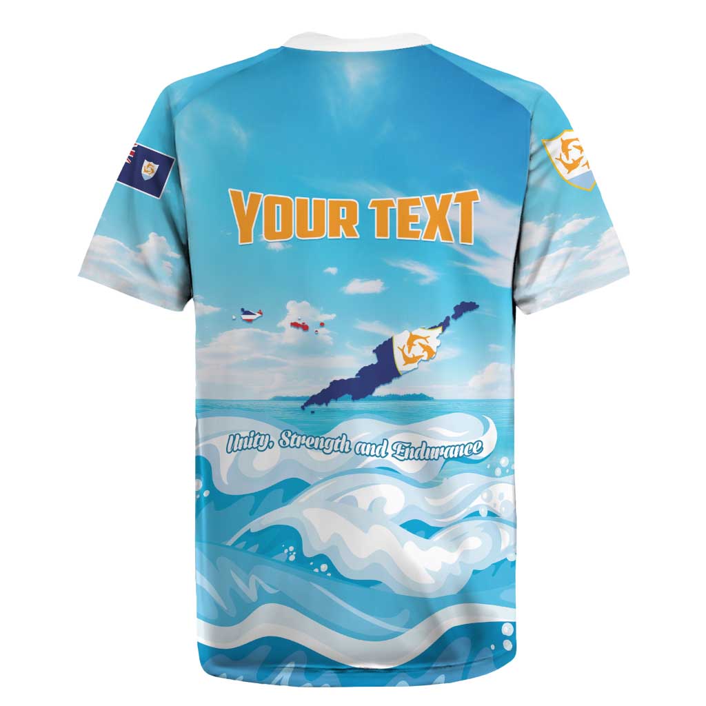 Personalized Anguilla Rugby Jersey Three Orange Gold Natural Dolphins - Wonder Print Shop