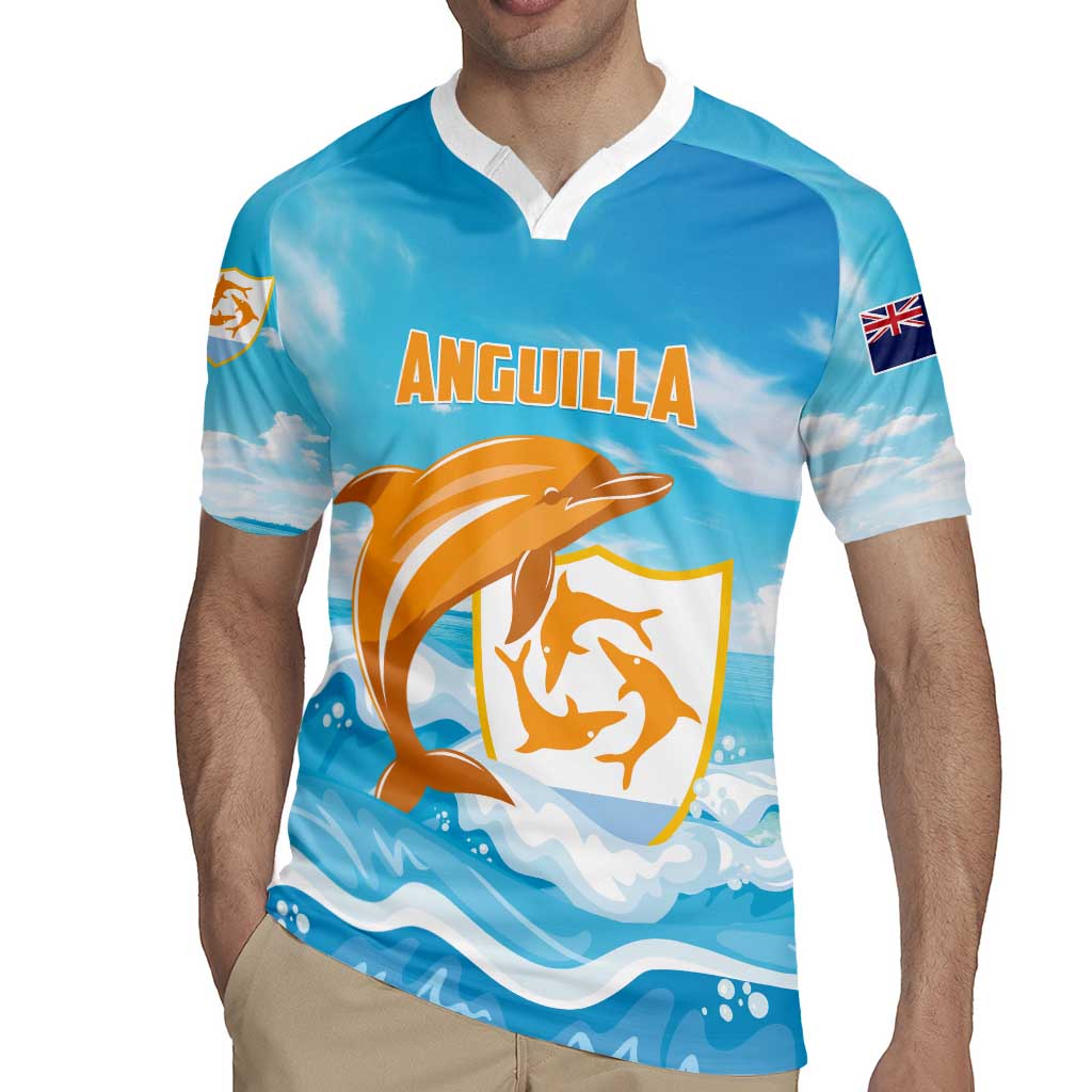 Personalized Anguilla Rugby Jersey Three Orange Gold Natural Dolphins - Wonder Print Shop