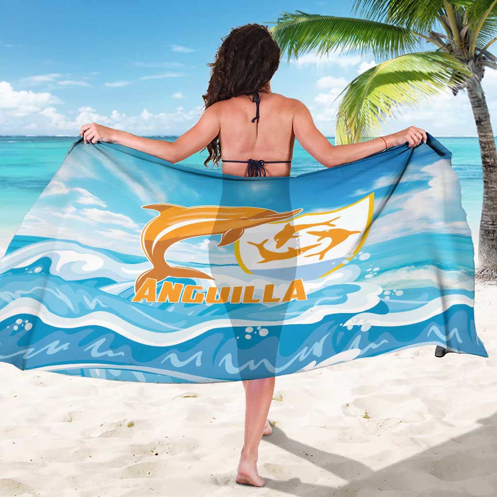 Anguilla Sarong Three Orange Gold Natural Dolphins - Wonder Print Shop