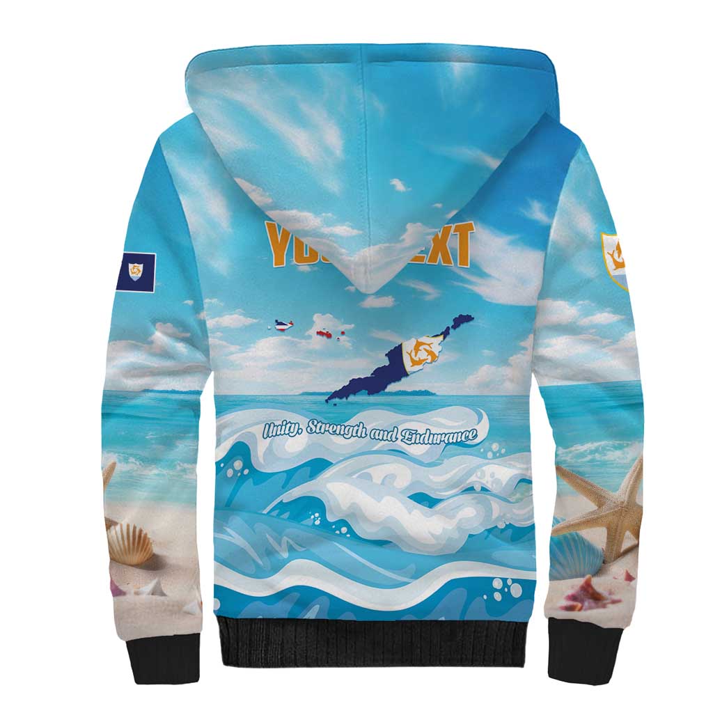 Personalized Anguilla Sherpa Hoodie Three Orange Gold Natural Dolphins - Wonder Print Shop