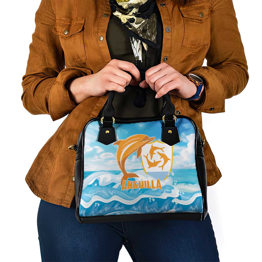 Anguilla Shoulder Handbag Three Orange Gold Natural Dolphins - Wonder Print Shop