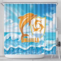 Anguilla Shower Curtain Three Orange Gold Natural Dolphins - Wonder Print Shop