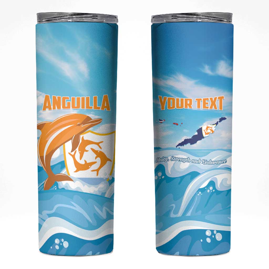 Personalized Anguilla Skinny Tumbler Three Orange Gold Natural Dolphins - Wonder Print Shop
