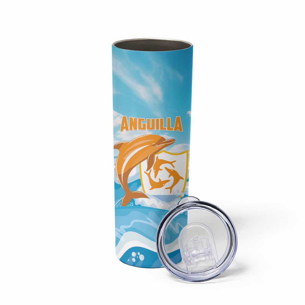 Personalized Anguilla Skinny Tumbler Three Orange Gold Natural Dolphins - Wonder Print Shop