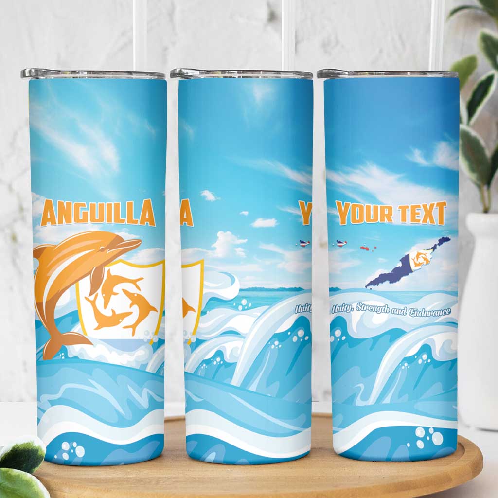 Personalized Anguilla Skinny Tumbler Three Orange Gold Natural Dolphins - Wonder Print Shop