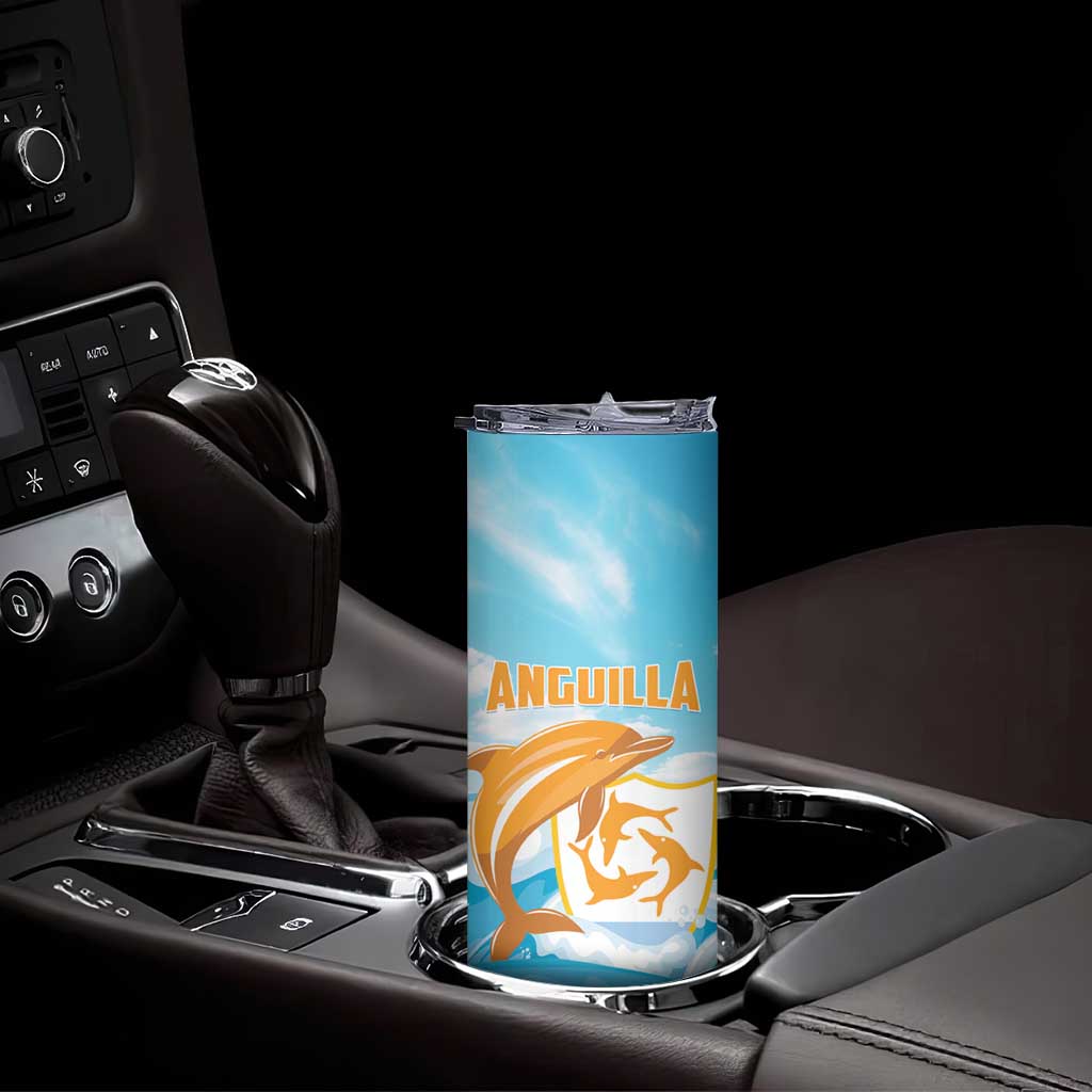 Personalized Anguilla Skinny Tumbler Three Orange Gold Natural Dolphins - Wonder Print Shop