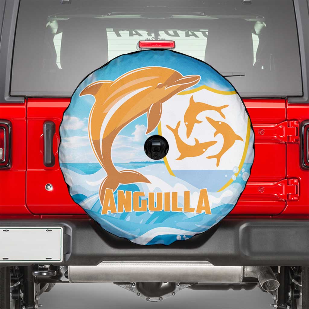 Anguilla Spare Tire Cover Three Orange Gold Natural Dolphins - Wonder Print Shop