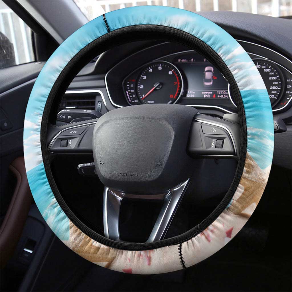 Anguilla Steering Wheel Cover Three Orange Gold Natural Dolphins - Wonder Print Shop