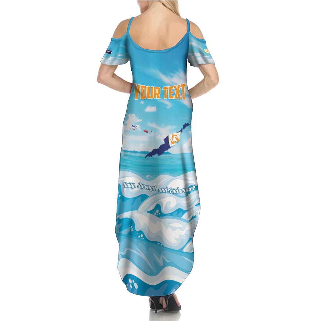 Personalized Anguilla Summer Maxi Dress Three Orange Gold Natural Dolphins - Wonder Print Shop