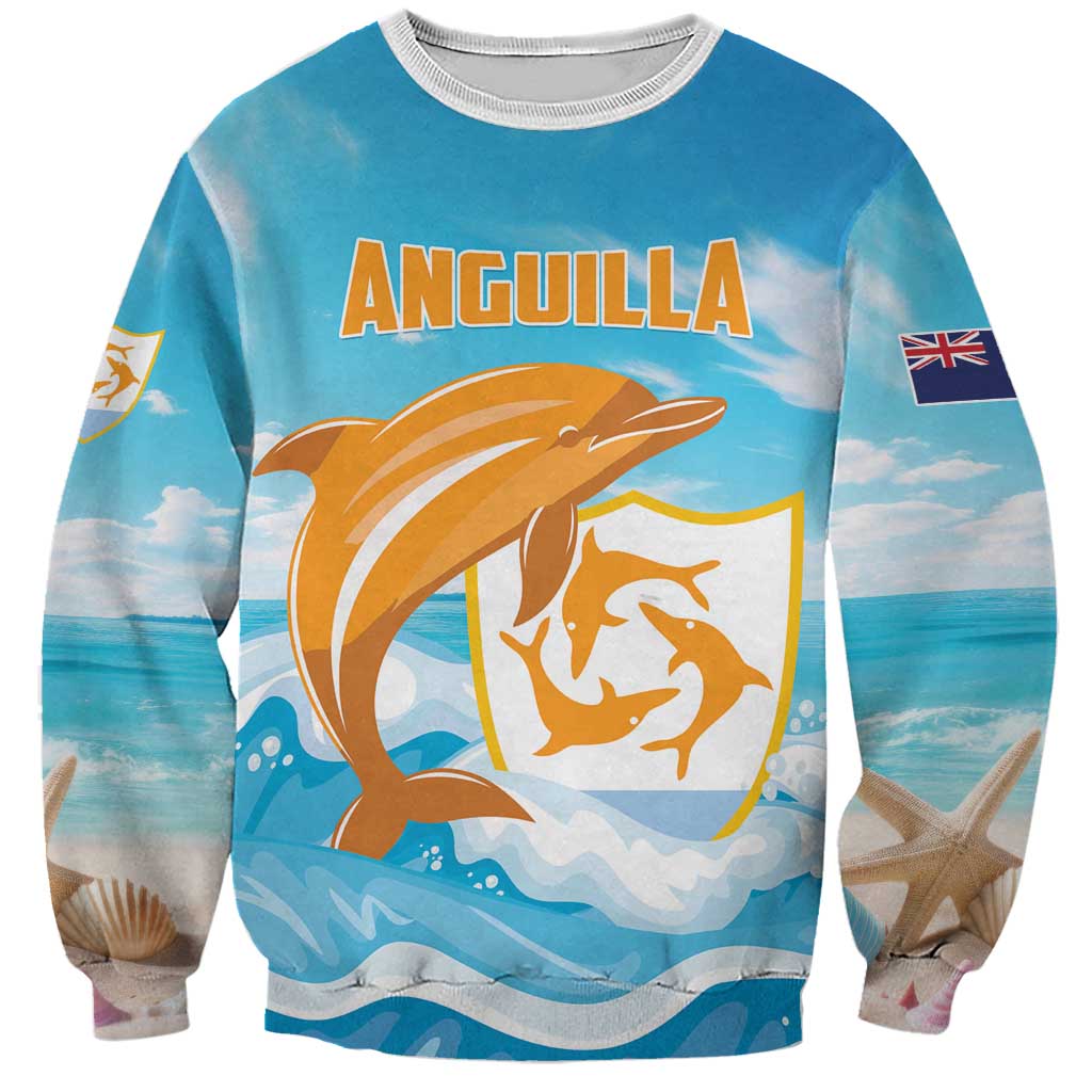 Personalized Anguilla Sweatshirt Three Orange Gold Natural Dolphins - Wonder Print Shop