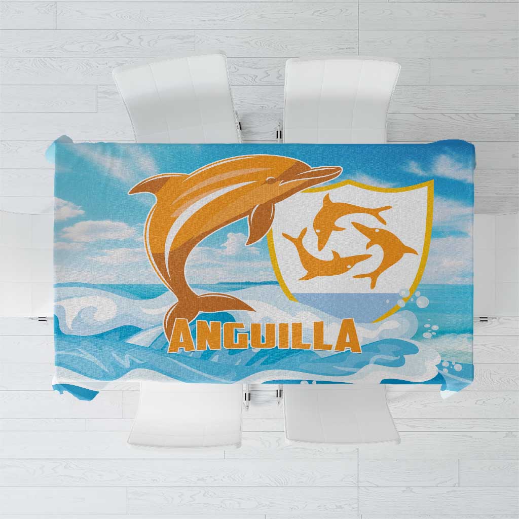 Anguilla Tablecloth Three Orange Gold Natural Dolphins - Wonder Print Shop