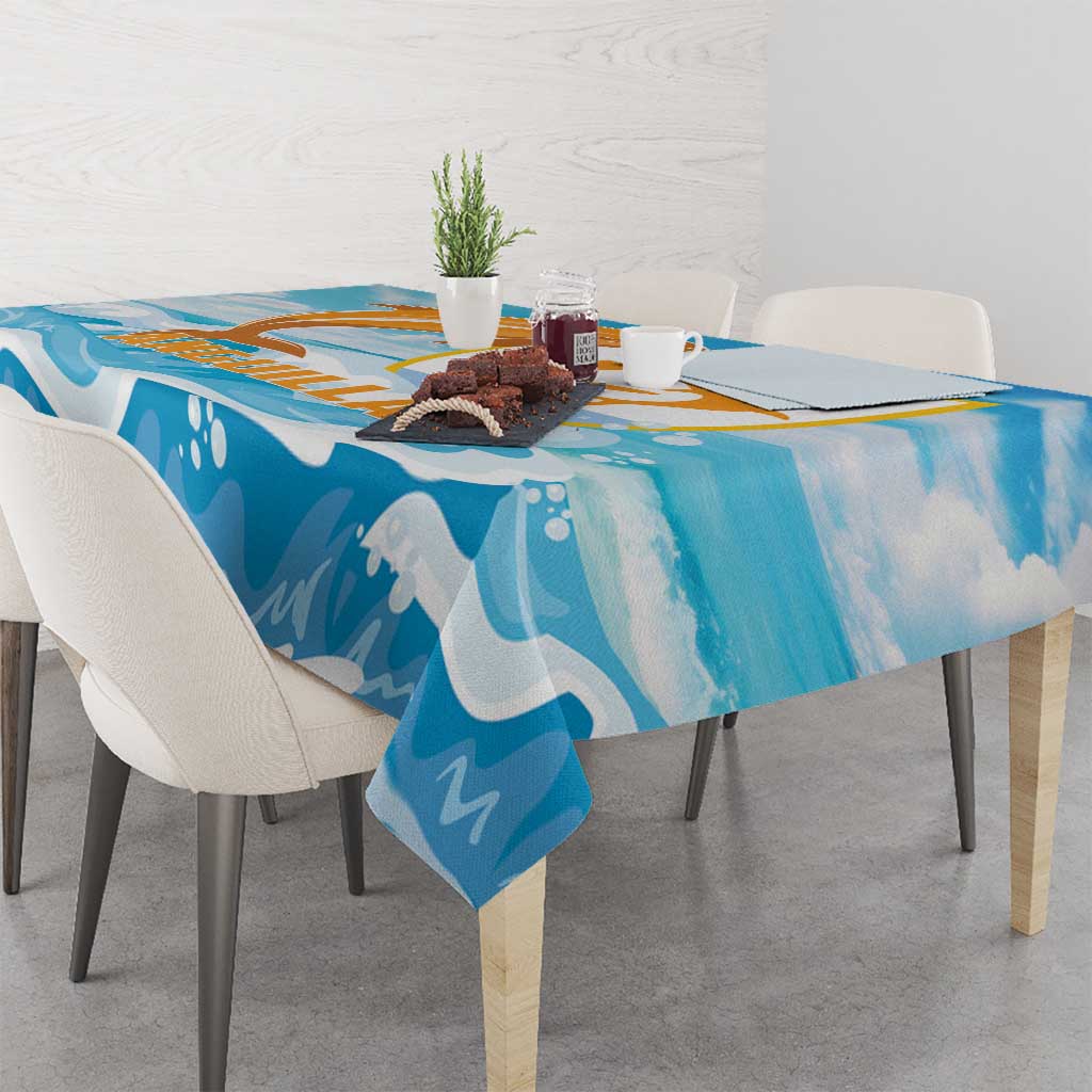 Anguilla Tablecloth Three Orange Gold Natural Dolphins - Wonder Print Shop