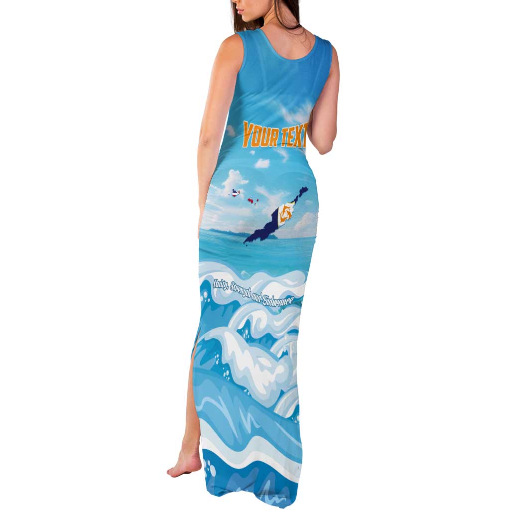 Personalized Anguilla Tank Maxi Dress Three Orange Gold Natural Dolphins - Wonder Print Shop