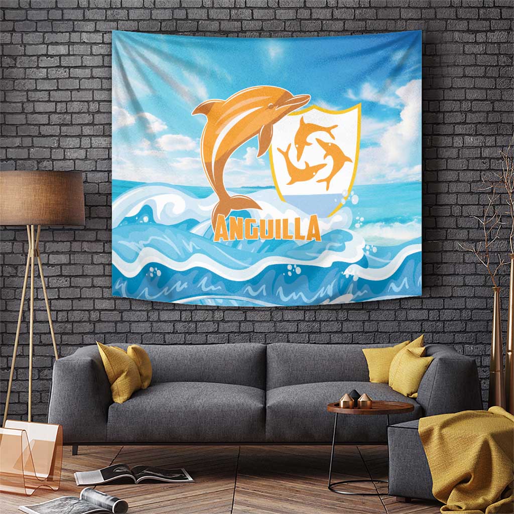 Anguilla Tapestry Three Orange Gold Natural Dolphins - Wonder Print Shop