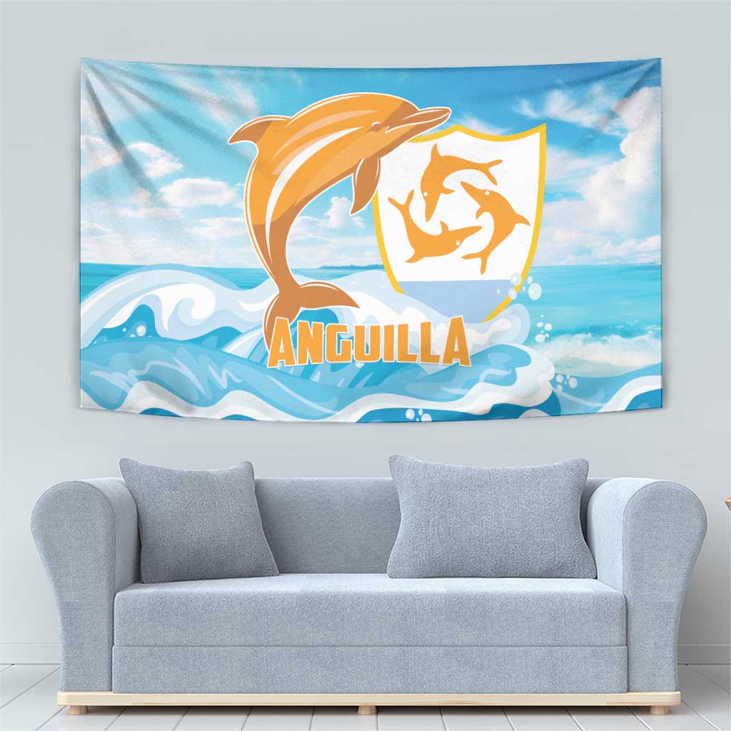 Anguilla Tapestry Three Orange Gold Natural Dolphins - Wonder Print Shop